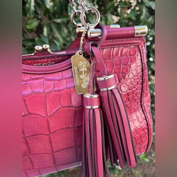 Coach LIMITED EDITION Croc Embossed Leather Satchel – Red – Style F26336 - Picture 5 of 11